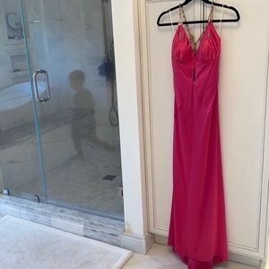 Beautiful hot pink silk dress….with gem straps